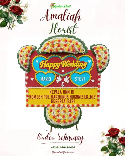 Karangan Papan Bunga Pernikahan sawojajar
